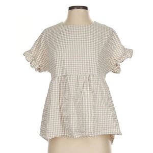 Petal and Pup • Gingham Ruffle Sleeve Top - Cream